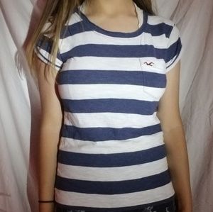 White and Navy Blue Hollister Shirt